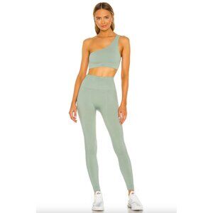 Set Active Ribbed One Shoulder Sports / Leggingsmint In Sage
